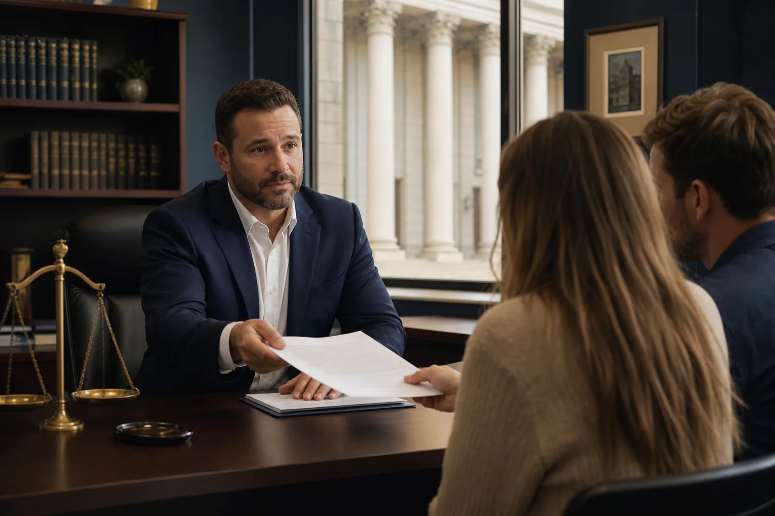 Charlotte bail bondsman explaining assault charge bail bond options to a family member